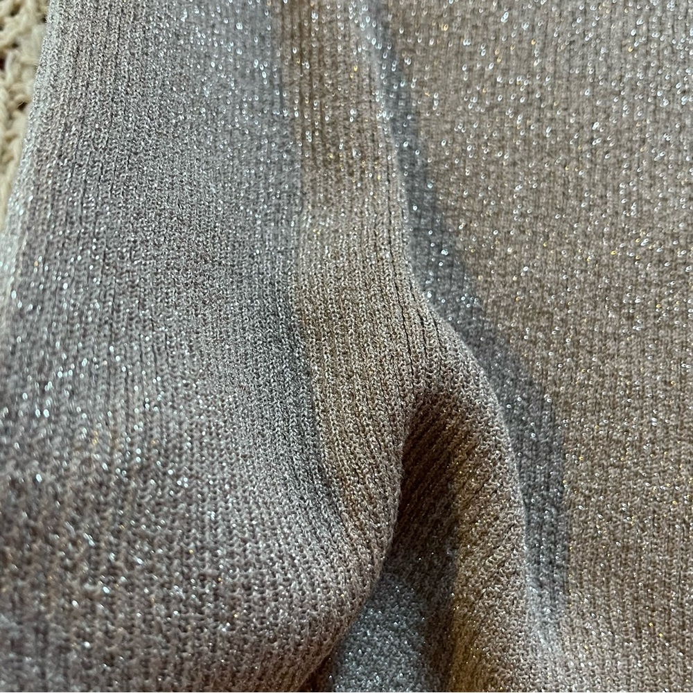 August Silk Silver Sparkly Longsleeve Turtleneck, Size XL - Picture 5 of 5
